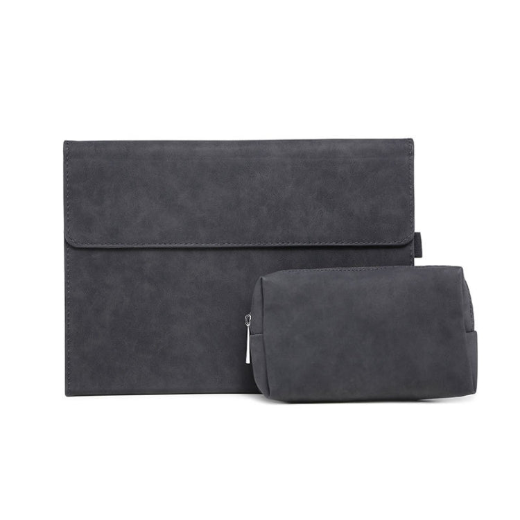 Protective tablet case holder set: charcoal gray folio with matching pouch