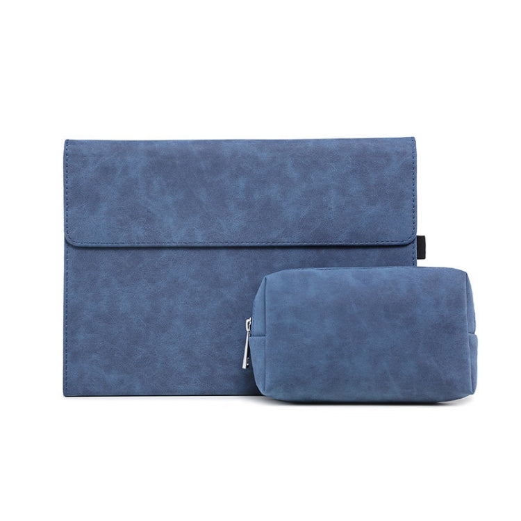 Tablet protective case with flap and matching zip pouch, blue finish