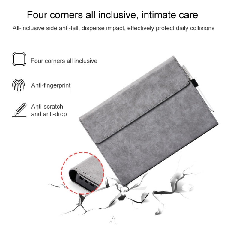 Grey tablet protective case with reinforced corners and anti-scratch protection
