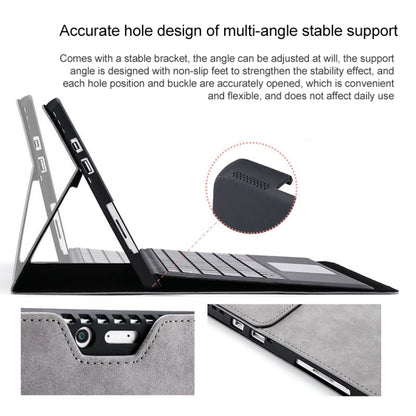 Grey tablet protective case with adjustable multi-angle stand and port cutouts