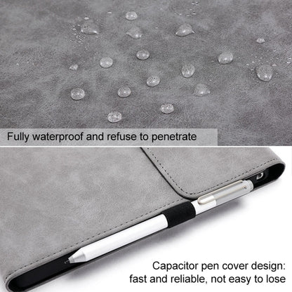 Grey tablet protective case with waterproof fabric and covered stylus slot