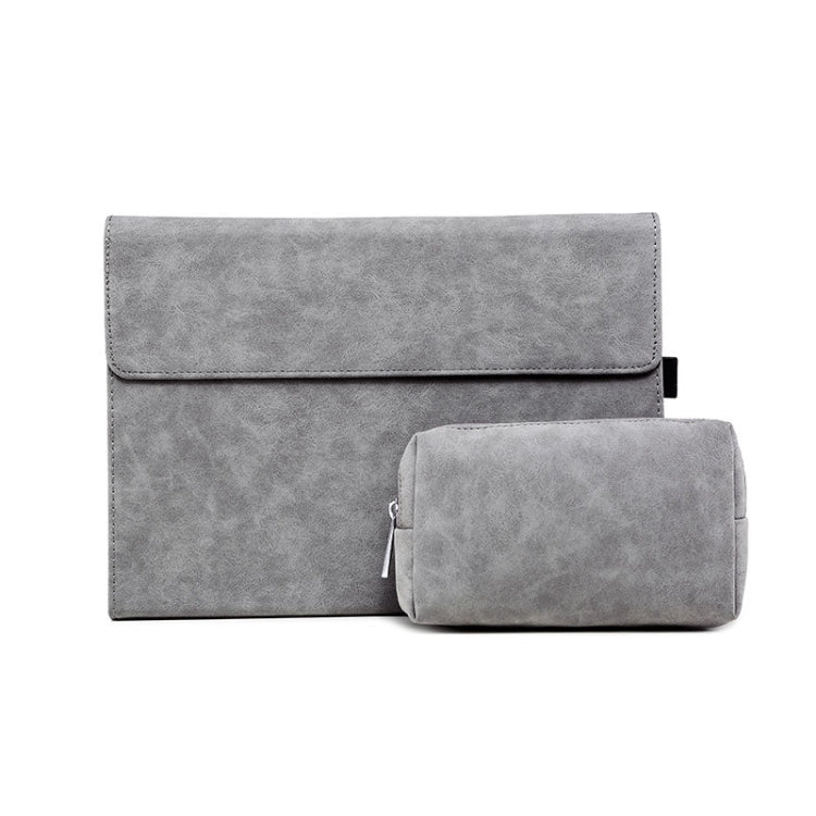 Protective tablet case holder set: light gray folio with matching pouch