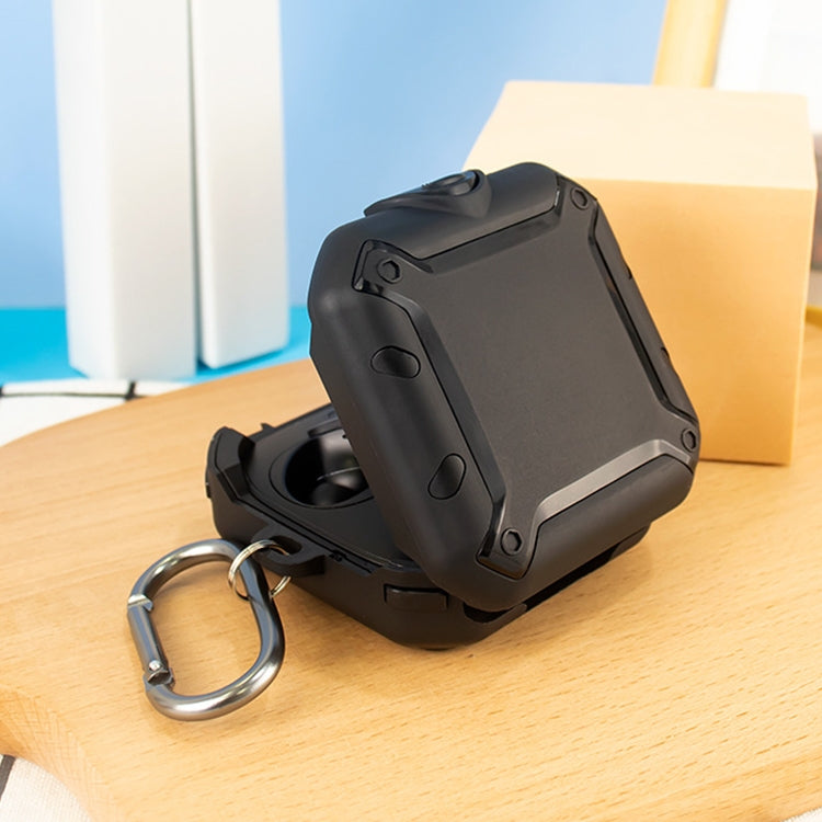 Black silicone protective earphone case with carabiner key ring for secure grip