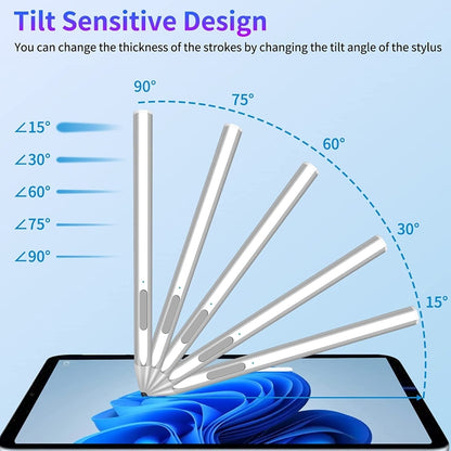 Active touch stylus set in multiple colors resting on a tablet screen