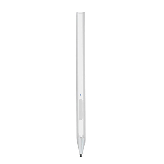Silver rechargeable pressure stylus pen with click button and eraser tip