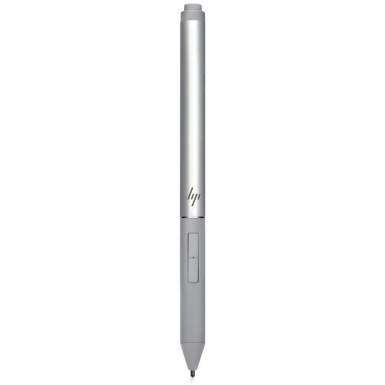 Gray stylus touch pen with pointed tip and side button detail
