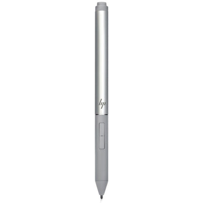Gray stylus touch pen with pointed tip and side button detail