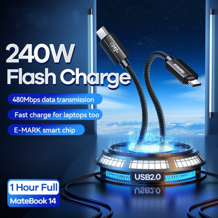 Black braided USB cable with USB-C connectors, angled close-up