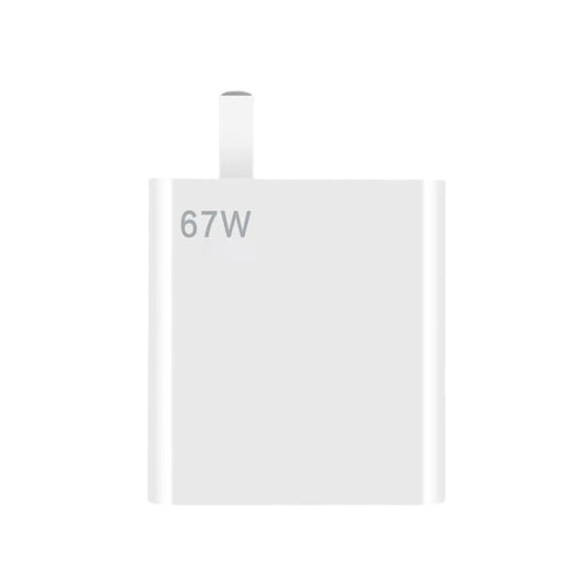 White 67W wall phone charger head with US plug pins