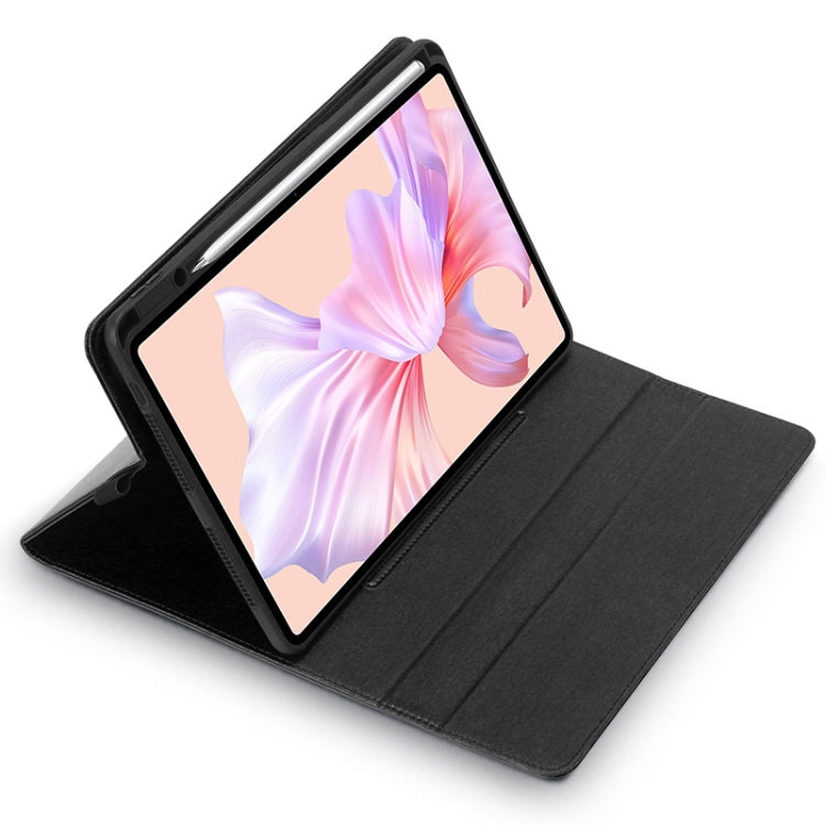 Black microfiber tablet protective cover with magnetic closure and rotating stand