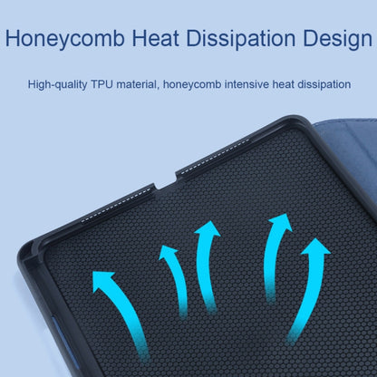 Blue tablet cover with honeycomb heat-dissipation texture on the back