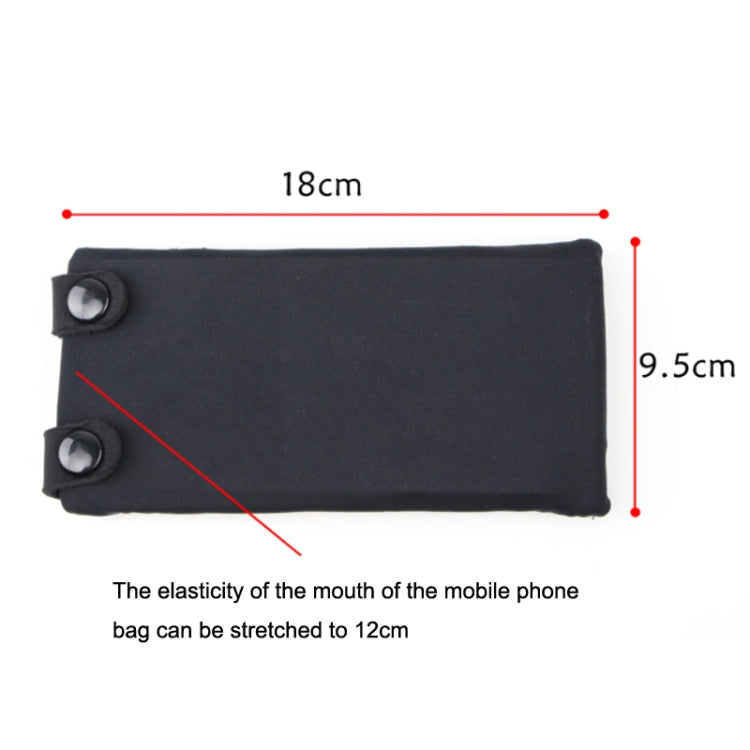 Black elastic phone armband with snap buttons and stretchable opening