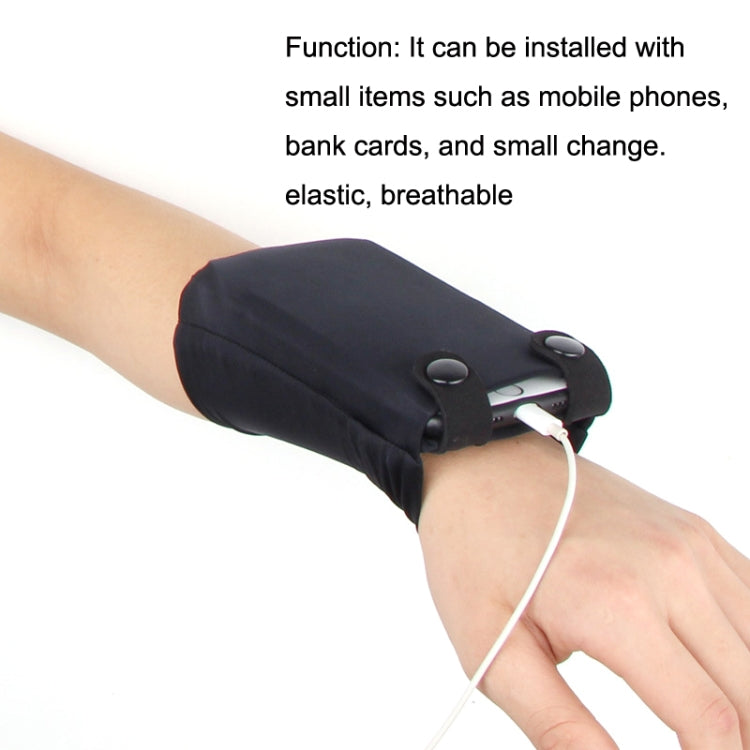 Black mini phone arm bag with elastic wrist strap