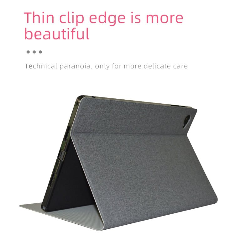 Gray folding tablet protective case with angled kickstand and side cutout