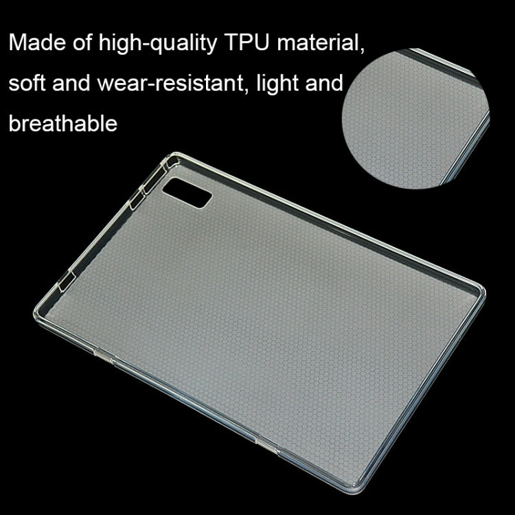 Matte TPU tablet cover with textured finish and camera cutout, clear