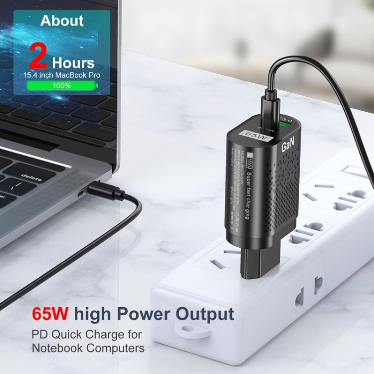 65W GaN Mobile Phone Charger PD Fast Charge Computer Adapter, Black EU Plug, Black UK Plug, Black US Plug, Black AU Plug, Black KR Plug, White EU Plug, White UK Plug, White US Plug, White AU Plug, White KR Plug