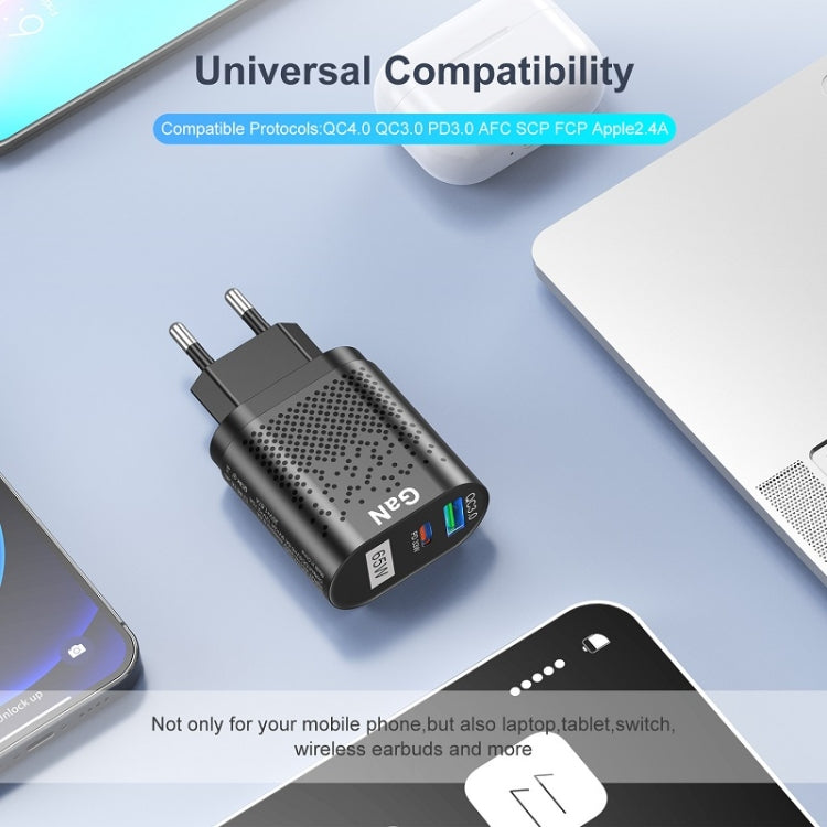 65W GaN Mobile Phone Charger PD Fast Charge Computer Adapter, Black EU Plug, Black UK Plug, Black US Plug, Black AU Plug, Black KR Plug, White EU Plug, White UK Plug, White US Plug, White AU Plug, White KR Plug