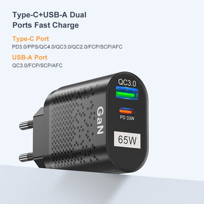65W GaN Mobile Phone Charger PD Fast Charge Computer Adapter, Black EU Plug, Black UK Plug, Black US Plug, Black AU Plug, Black KR Plug, White EU Plug, White UK Plug, White US Plug, White AU Plug, White KR Plug
