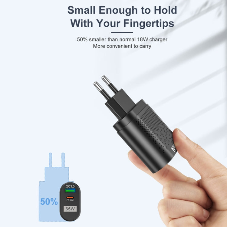 65W GaN Mobile Phone Charger PD Fast Charge Computer Adapter, Black EU Plug, Black UK Plug, Black US Plug, Black AU Plug, Black KR Plug, White EU Plug, White UK Plug, White US Plug, White AU Plug, White KR Plug