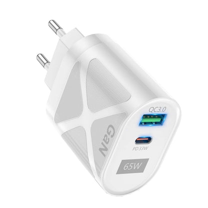 65W GAN PD + QC3.0 Fast Charger Phone Notebook Computer Universal Charging Head, EU Plug Black, UK Plug Black, US Plug Black, AU Plug Black, EU Plug White, UK Plug White, US Plug White, AU Plug White
