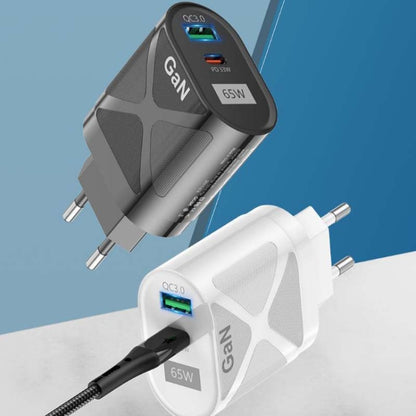 65W GAN PD + QC3.0 Fast Charger Phone Notebook Computer Universal Charging Head, EU Plug Black, UK Plug Black, US Plug Black, AU Plug Black, EU Plug White, UK Plug White, US Plug White, AU Plug White