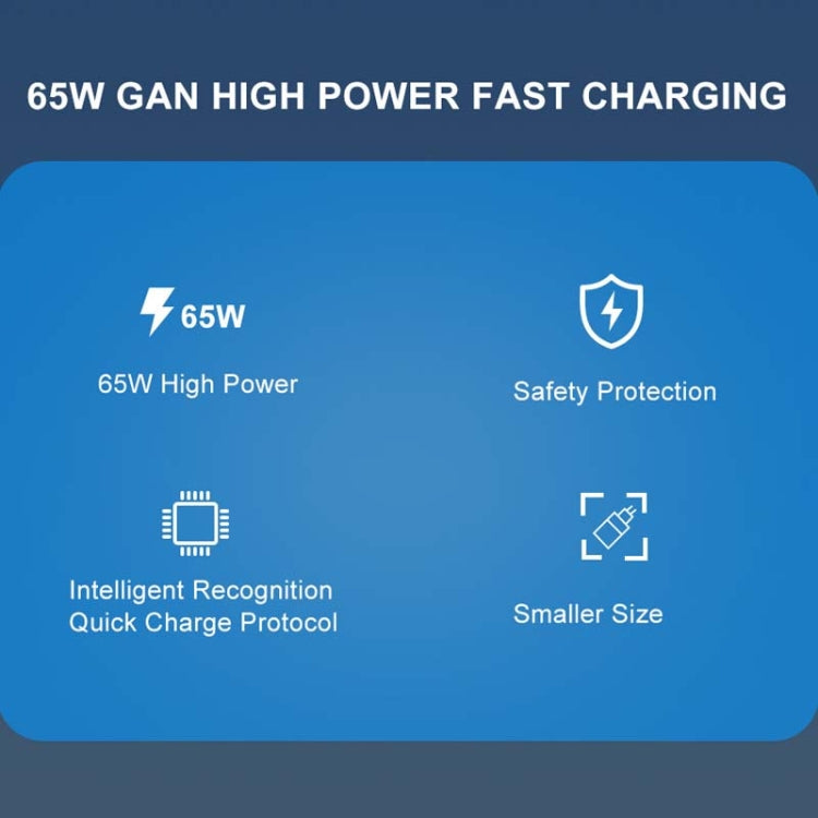 65W GAN PD + QC3.0 Fast Charger Phone Notebook Computer Universal Charging Head, EU Plug Black, UK Plug Black, US Plug Black, AU Plug Black, EU Plug White, UK Plug White, US Plug White, AU Plug White