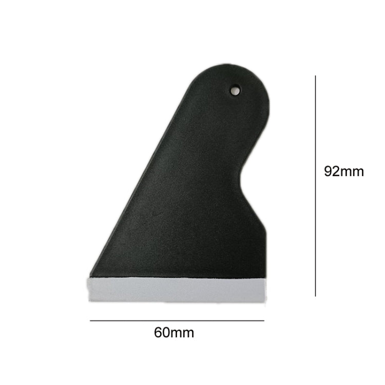 Phone film scraper tool with 60mm width and 92mm height label; black with white blade