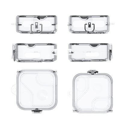 Transparent protective earphone case with hinged lid and front latch