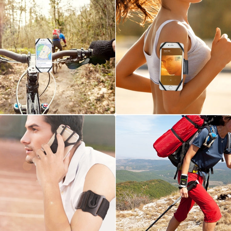 White sports phone armband/belt bag with rotating bracket for 4.5–7 in phones