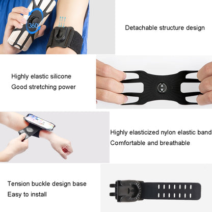 Black elastic arm strap phone mount with silicone grippers and tension buckle