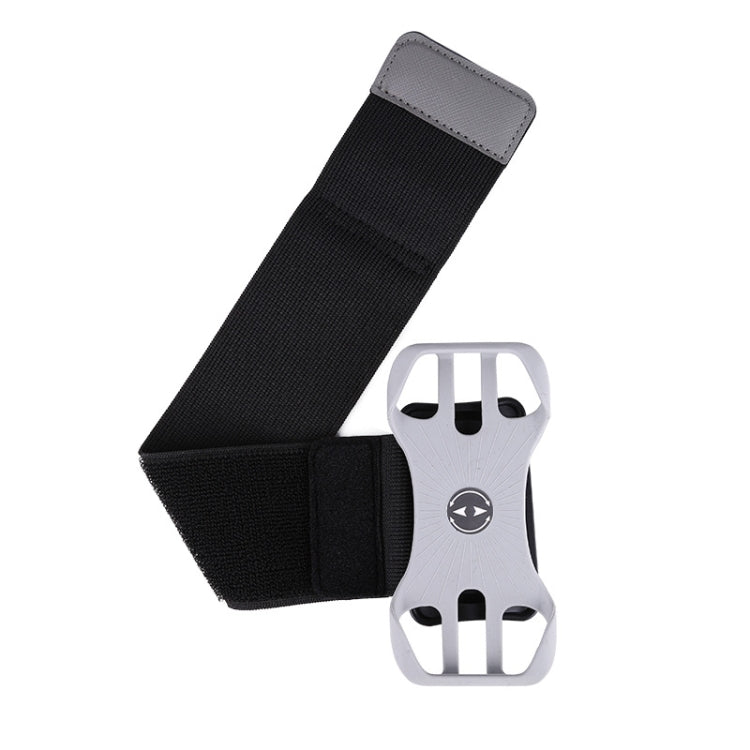 Gray and black wide removable swivel arm wrist strap phone bag with white mount frame