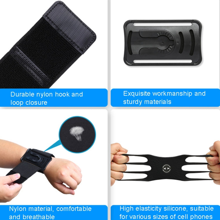 Black nylon hook-and-loop wrist strap with durable swivel phone holder mount