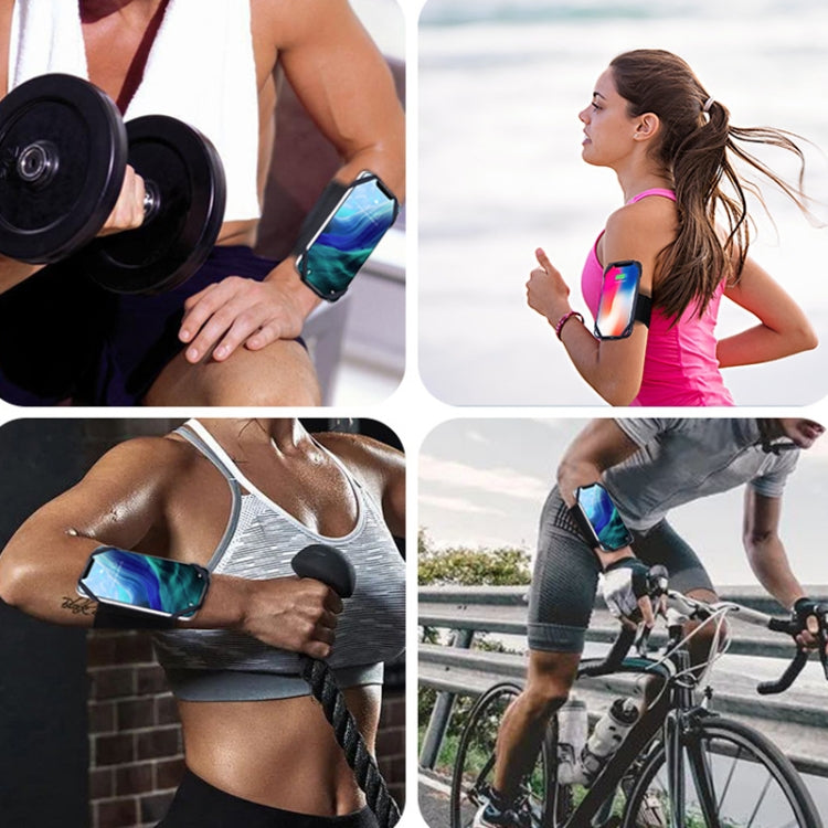 Black arm wrist phone strap with swivel phone holder worn for sports