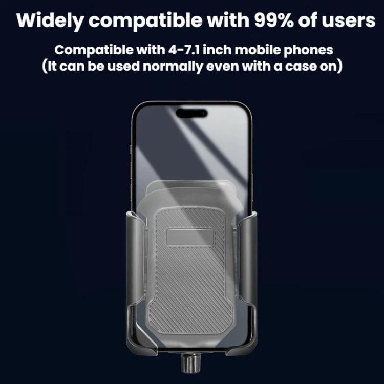 Black phone holder with clear front window and adjustable spring cradle