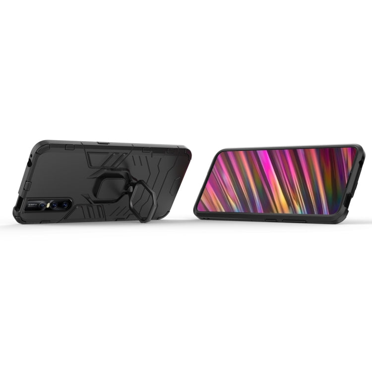 Black rugged phone case with magnetic ring holder and screen protection lip