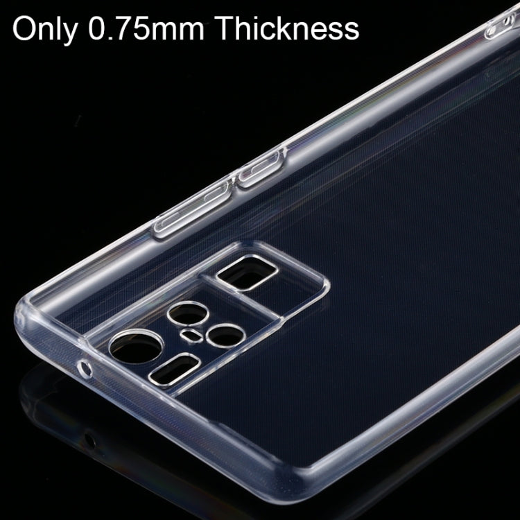 Ultra-thin 0.75mm transparent TPU case with raised camera frame and button openings