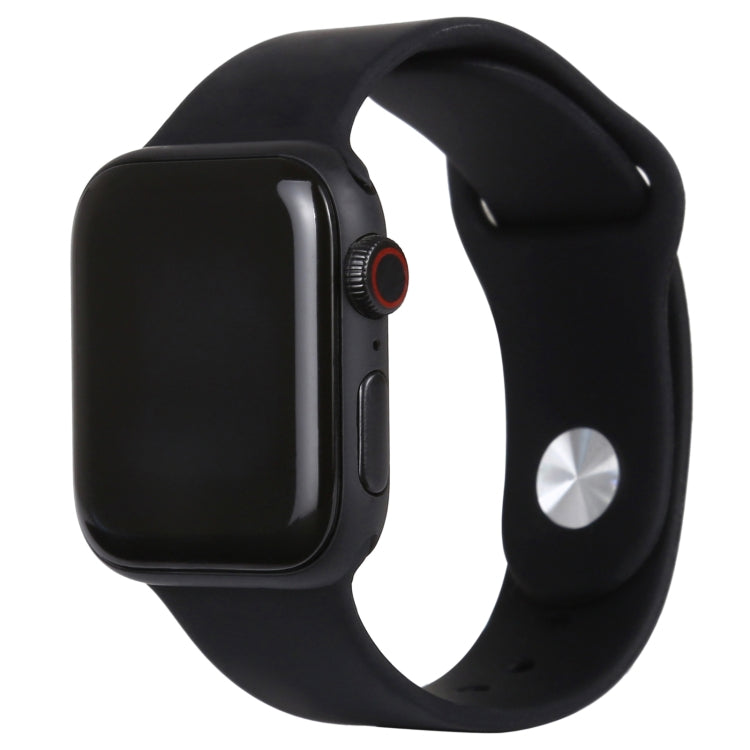 Black silicone smartwatch dummy display with round metal button on side
