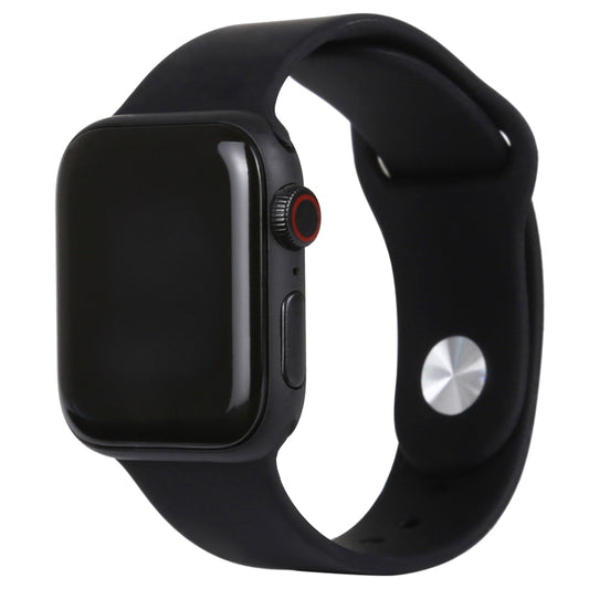 Black silicone smartwatch dummy display with round metal button on side