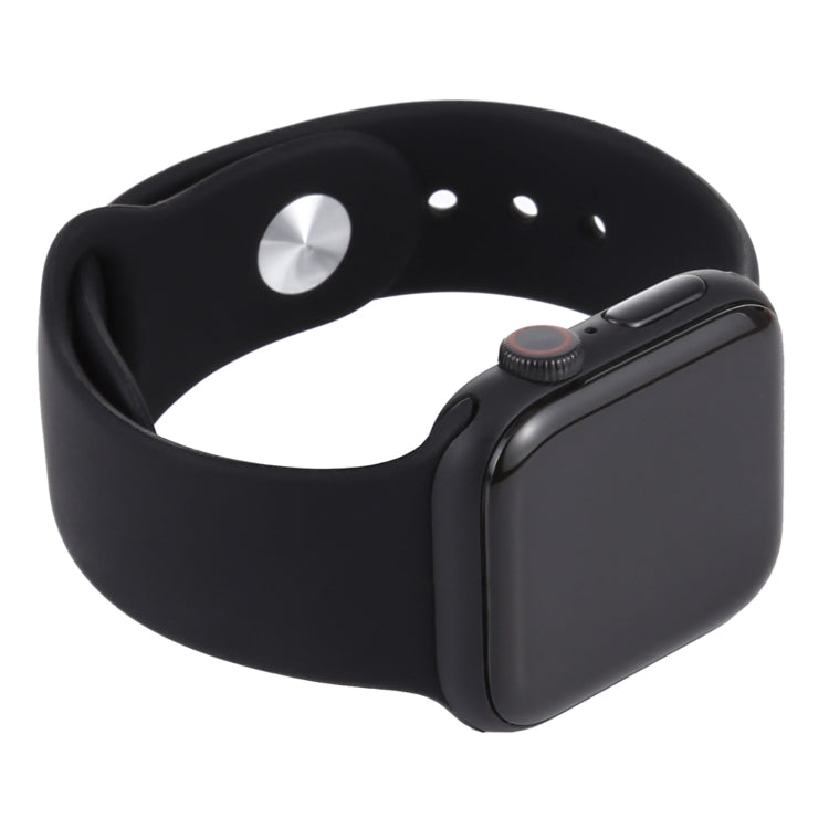 Black silicone smartwatch dummy display with crown and speaker dot detail