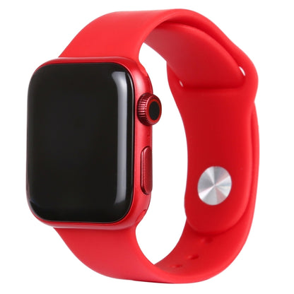 Red silicone smartwatch dummy display with black screen and side controls