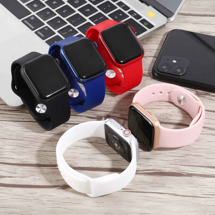 Assorted smartwatch dummy displays in black, blue, red, pink, and white bands