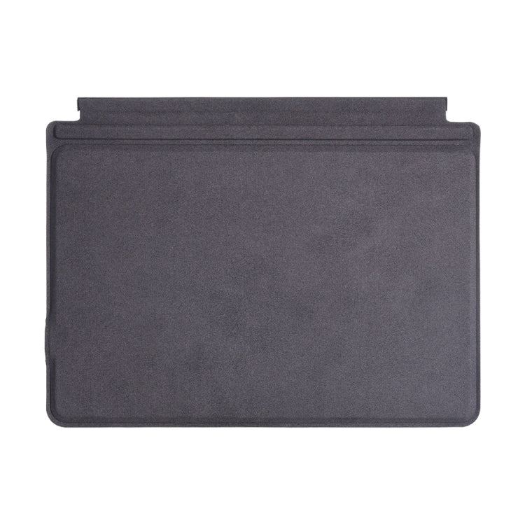 Dark keyboard folio cover with hinge and top latch for tablet stand