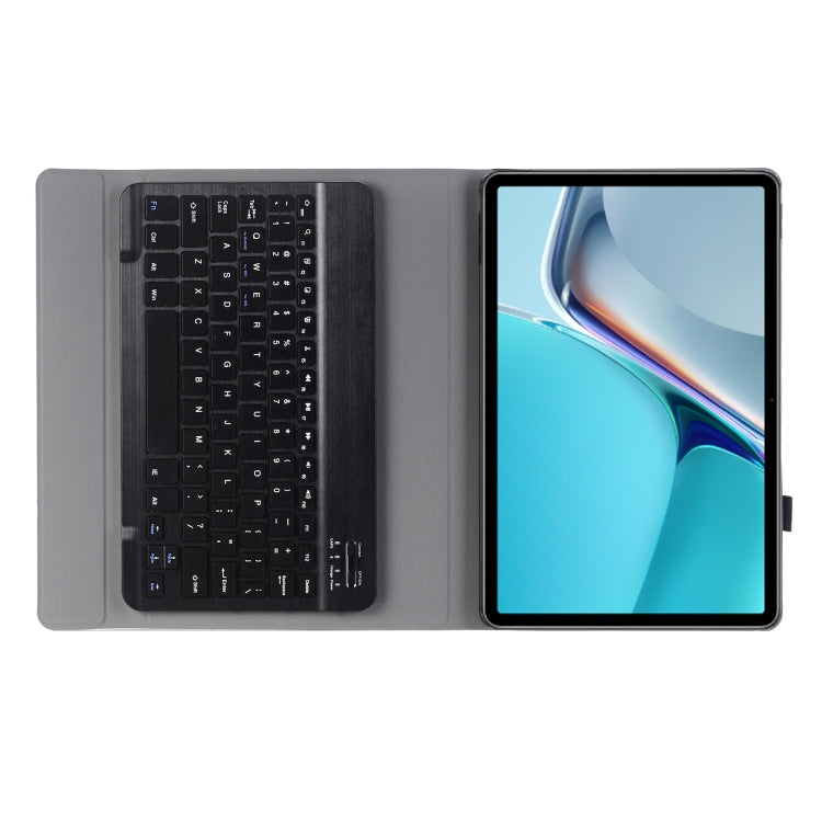 Black leather-style tablet case with detachable Bluetooth keyboard and tablet holder
