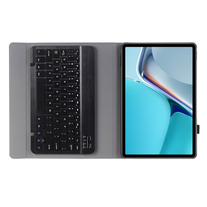 Black leather-style tablet case with detachable Bluetooth keyboard and tablet holder