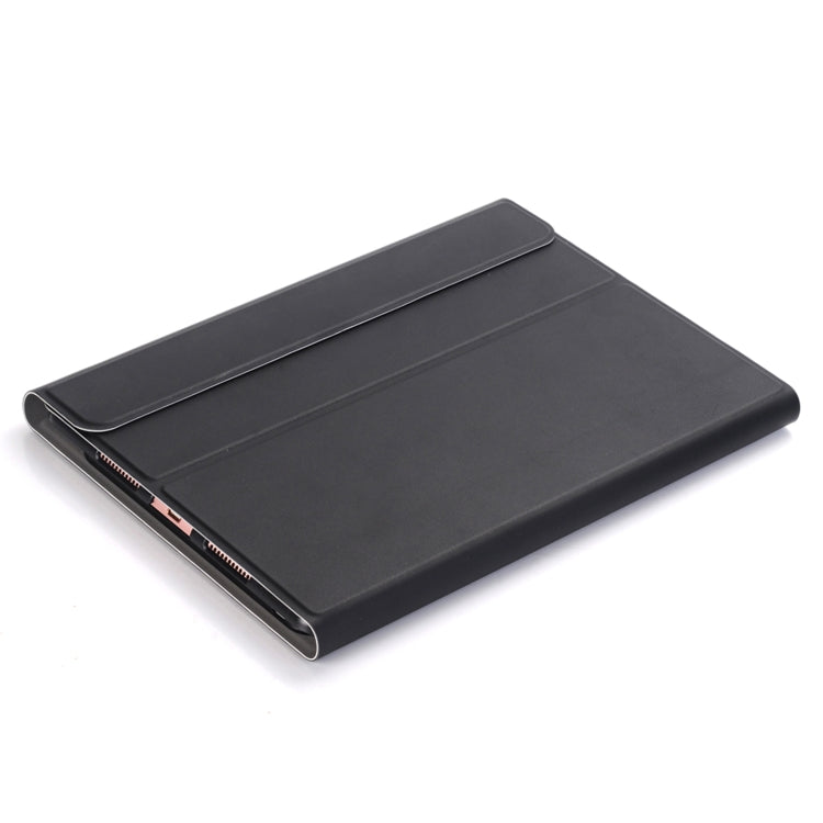 Black folio tablet case with slim profile and folded front cover