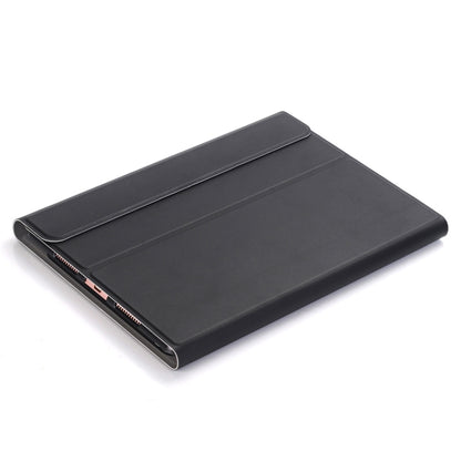 Black folio tablet case with slim profile and folded front cover