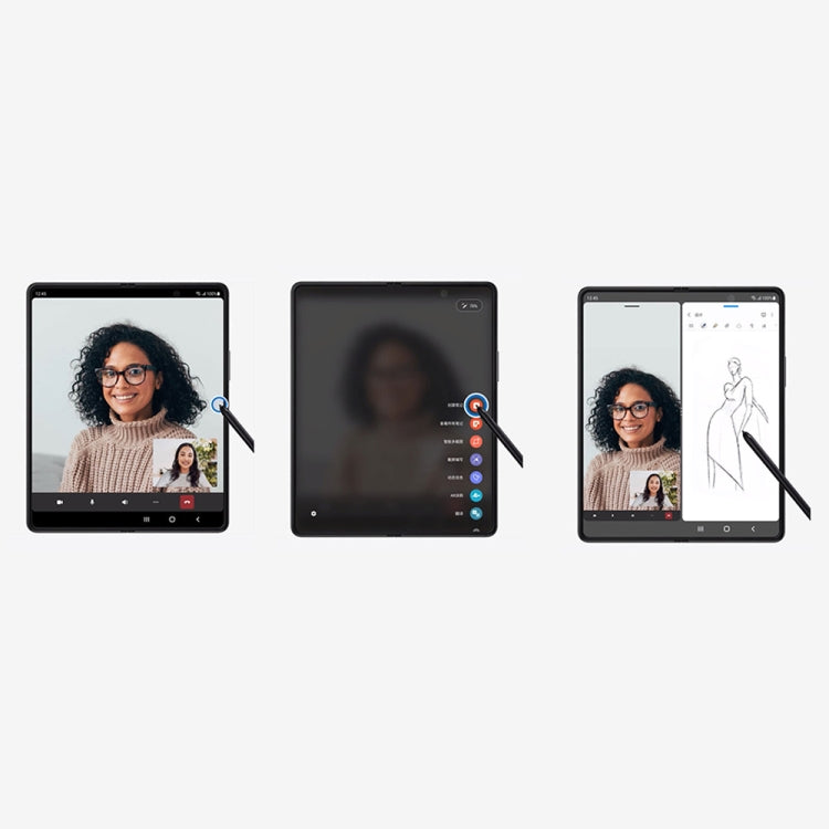 Stylus pen demonstrating use on Galaxy Z Fold4 tablet screens