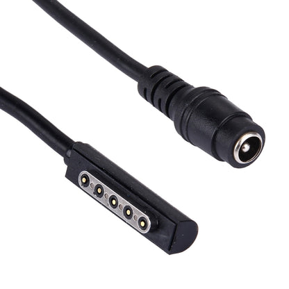 Microsoft 5-pin magnetic connector cable with DC barrel plug, black, angled view