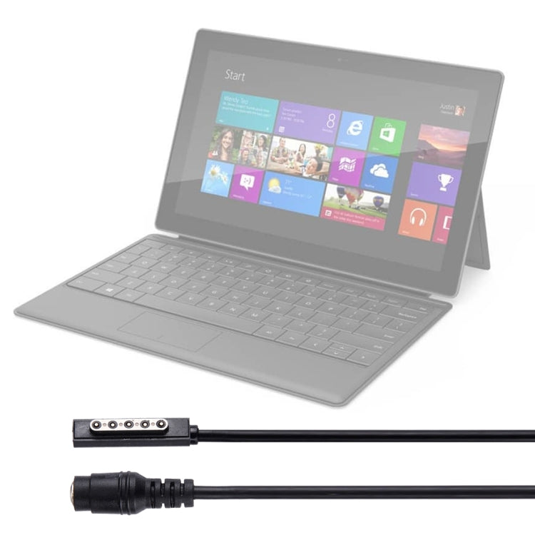 Microsoft charging cable with 5-pin interface connector and DC barrel plug, black