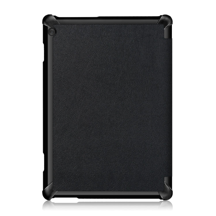 3-folding flip leather case with textured back panel, black